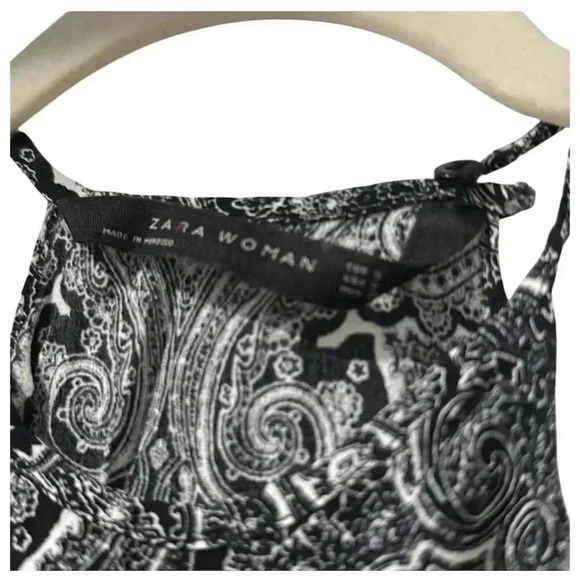 Zara Women Paisley Halter Camisole Tank Top‎ Black Size S Casual - Picture 2 of 5